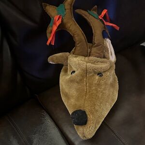 Brown Plush Reindeer Head Wall Decor mask hat costume Rudolph want Christmas 🎅
